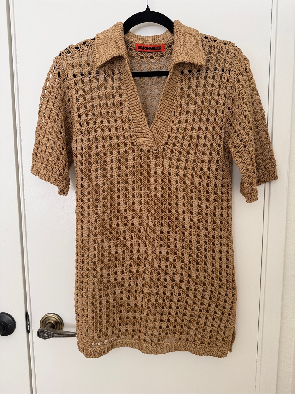 Simon Miller Tan Crochet Knit Swim Coverup